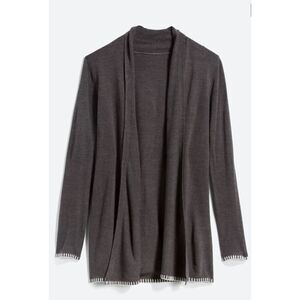 COLOURWORKS Henrieta Contrast Whipstitch Trim Cardigan Open Longline Waterfall S